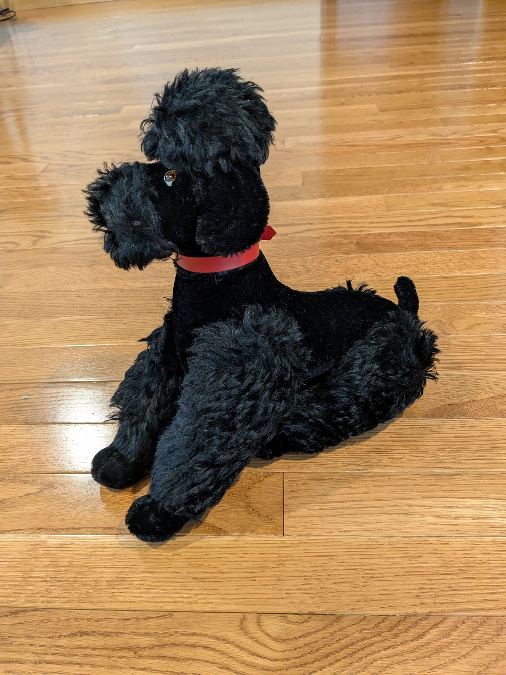 1960's Steiff Snooby Black Poodle with Red Collar
